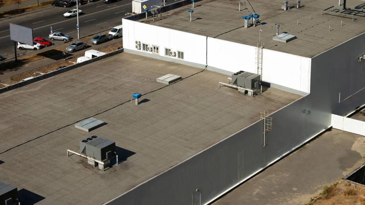 Commercial roofing project on a business building